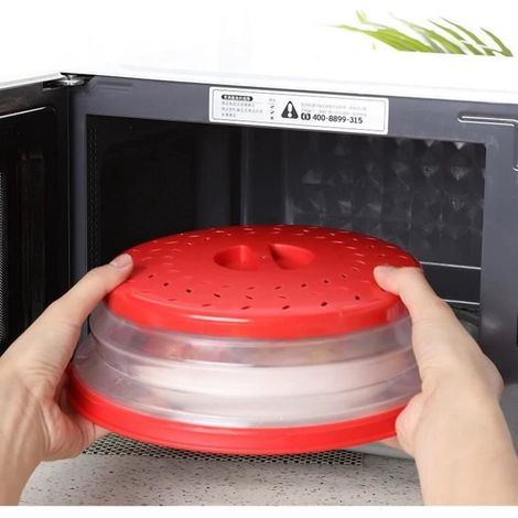 Cloche Micro Ondes- Couvercle Pliable Couverture de Protection Anti-éclaboussures Passoire pour Fruits et Légumes sans BPA (1/4)