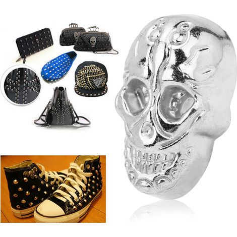 Rivet tête de mort à faire soi-même 15,6625,24 mm, accessoires de rivets tête de mort punk et décorations gothiques pour chaussures, vêtements, sacs et accessoires. 88 têtes de mort argentées.