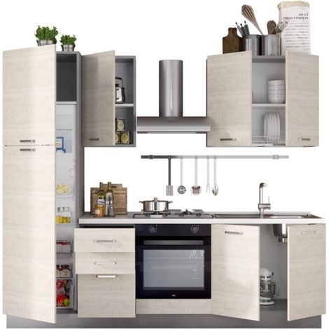 composizione cucina completa ares con lavello a destra e piano cottura a gas 255x60x216 cm