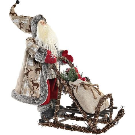 fh-deco DKD Home Decor Père Noël Rouge Gris 42x22x48 cm (1/4)
