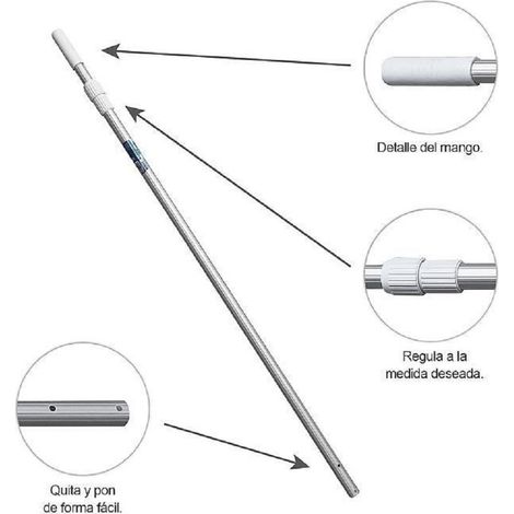 Trade Shop - TELESKOPSTANGE 240 CM AUS ALUMINIUM FÜR POOLREINIGUNGSKESCHER 42398 -
