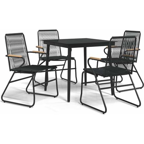 Set da Pranzo da Giardino 5 pz  Salotto da Giardino Nero in Rattan PVC (1/5)