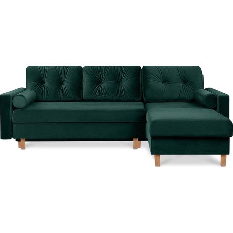 KONSIMO ERISO Bequemes Ecksofa, 3/4 Sitzer, Schlaffunktion, dunkelgrün (1/5)