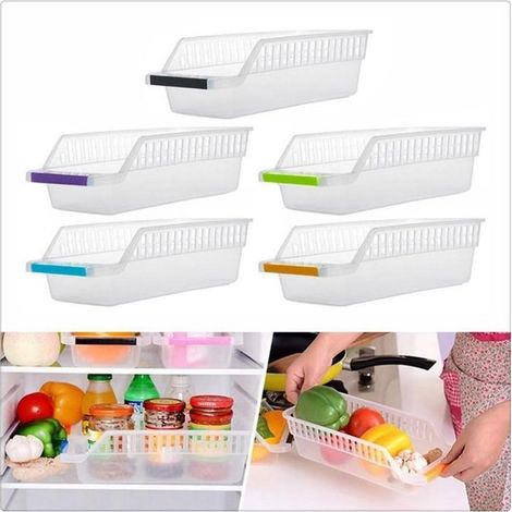 Lot de 5 bacs de rangement en plastique pour réfrigérateur, congélateur et cuisine (1/5)