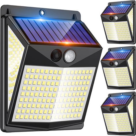Solar-Außenleuchten mit Bewegungsmelder – Solar-Außenleuchten mit Bewegungsmelder, 238 LEDs mit 300° Abstrahlwinkel und 3 Beleuchtungsmodi, IP65 wasserdicht, solarbetrieben für Garten, Terrasse, Hof [