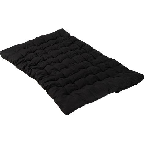 Meuble Futon 2 Places Portable Matelas Pliable, 135x190x10cm, Noir (1/5)