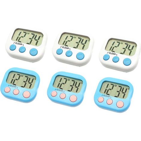Minuteur Numérique - Écran LCD Grand Format - Fonction Compte à Rebours et Compte à l'Avant - Dos Magnétique avec Support Rétractable et Crochet de Suspension - Pour Classe, Cuisinière, Exercice - 6 P (1/5)