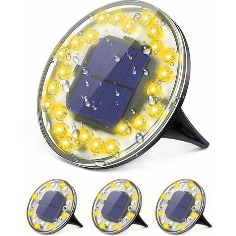 VURAHOME -Lampes solaires au sol,24 LED Lumière Solaire Extérieur Jardin au Sol,Spot Solaire Exterieur Encastrable Etanche IP68,Sol Lampe Solaire Jardin pour jardins,cours,pelouses,trottoirs(blanc cha (1/5)