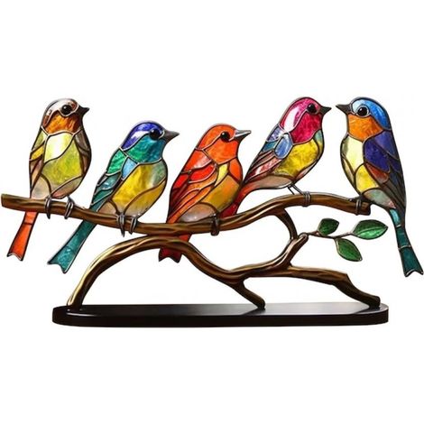 Juego de 5 adornos, metal con vidrio de color, decoración para el hogar, escritorio, estante (1/5)