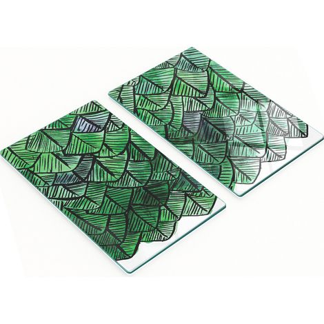 Tablas de cortar de cristal para cocina con estampado abstracto de plumas, 2 x 30 x 52 cm.