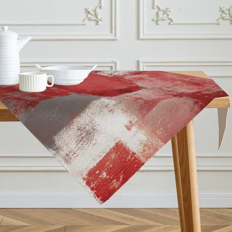 Nappe 85x85 cm Rouge Bourgogne Chemin de table Moderne Peinture Artistique Lavable