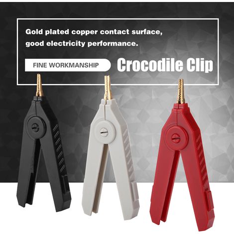 P2004 Lot de 3 pinces crocodiles plaquées or cuivre pour test LCR Kelvin 20 A (1/5)