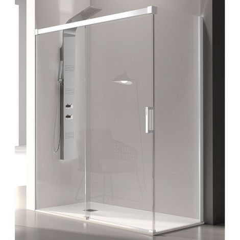 Duschwand mit Schiebetür GLASÉ weiß - Glas 8/6 mm / 175 cm ohne Seitenstück