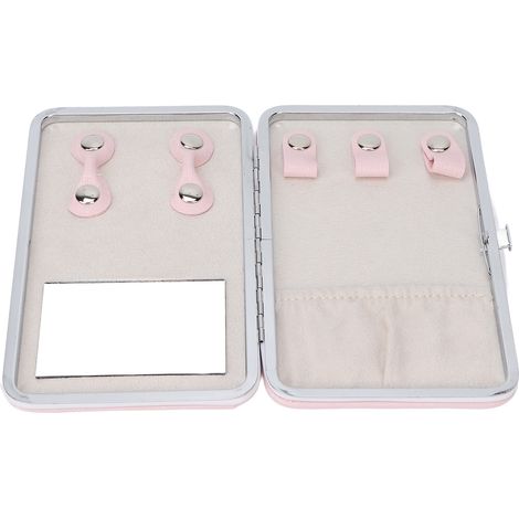 Boîte à bijoux portable grande taille avec miroir - Organisateur pour bagues, boucles d'oreilles et colliers - Rose