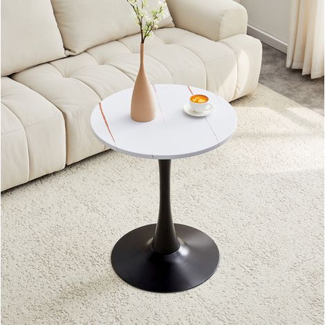 Runder Esstisch 60 cm aus MDF, Weiß und Schwarz HAVRYA (1/5)