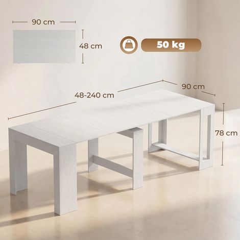 Table console extensible pour 10 personnes (blanche) (1/5)