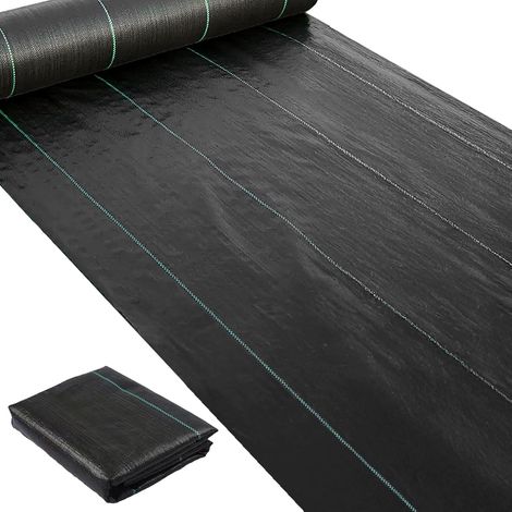 Weed Barrier Tissu de Paysage très résistant, 1 x 16 m, géotextile Bloc de Plantation, contrôle de l'érosion du Sol et stabilisé aux UV (1, Noir) (1/5)