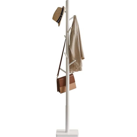 Tree Shaped Coat Rack, Solid Wood Clothes Rack, Height 176 cm, Stand with 8 Hooks, for Coats, Hats, Bags, Entrance, 29 x 29 x 176 cm, White HCR002W (1/5)