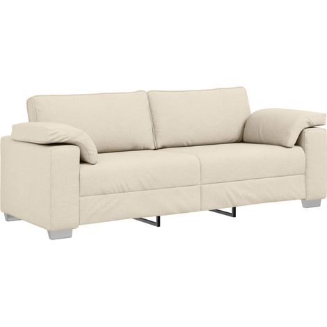 3-Sitzer-Sofa Beige 220 cm Leinenmischgewebe (1/5)