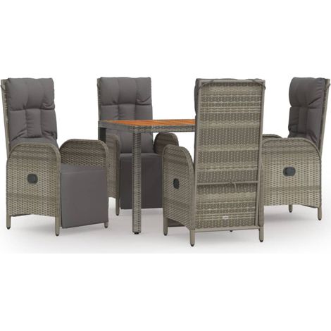 Maison Exclusive - Set da Pranzo da Giardino 5 pz con Cuscini in Polyrattan Grigio (1/5)