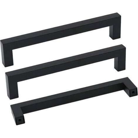 Lot de 10 Poignées de Meuble en Acier Inoxydable de 160 mm Poignées de Tiroir Style Moderne pour Commode Armoire Porte Noir (1/5)