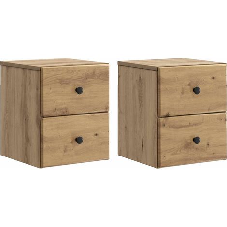 Mesita de Noche de Pared con cajón 2 pcs Roble Artesanal
