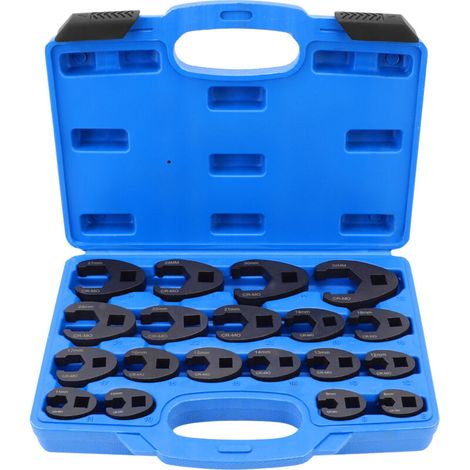 Set of 1/2" and 3/8" flare nut wrenches for pipe nuts, 8-32 mm metric hex key set, 21-piece pipe nut wrench kit (1/5)