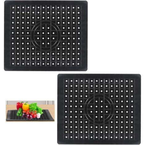 Lot de 2 tapis d'évier en caoutchouc, 31,4 x 26 cm, tapis d'évier, tapis d'évier pour évier, tapis, protection d'évier, protection anti-éclaboussures, lavabo, tapis d'égouttage (1/5)