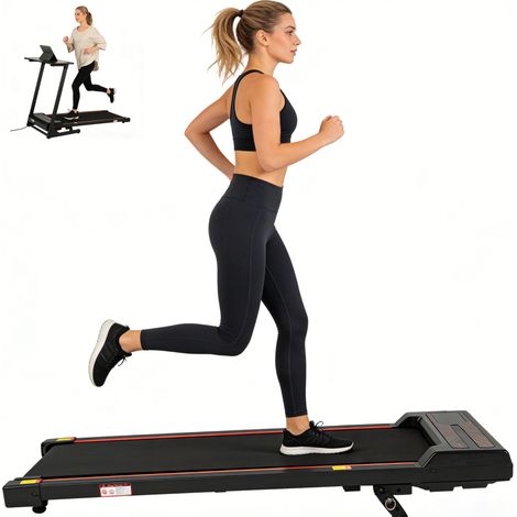 Walking Pad pieghevole con inclinazione regolabile, 1-6 km/h, display LED e telecomando, nero (1/4)