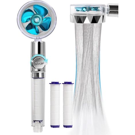Duschkopf Regendusche Wassersparender Hochdruck Duschkopf mit Filter und Pausentaste, einfach zu installieren, Turbokompression, 360° drehbar (bl (1/4)