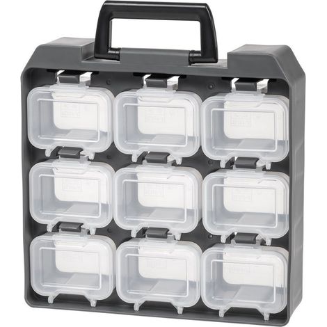 Iris Ohyama, Organizzatore, Scatola, Cassetta, Cestino, Cassetta degli attrezzi, Fai da te, Armadietto a vite con maniglie ergonomiche, Lotto di 1, Solido, Senza BPA, Garage, ufficio, UC-9, Nero (1/4)