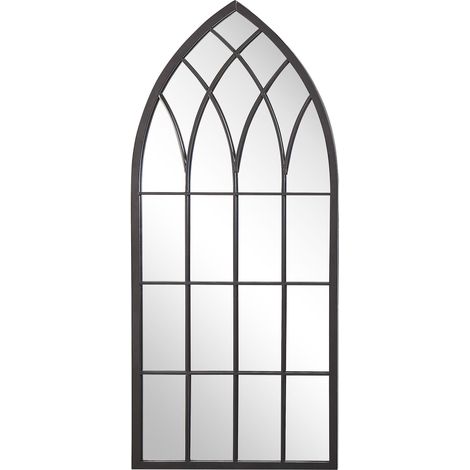 Miroir Mural au Style Gothique 50 x 115 cm avec Cadre Décoratif en Verre et Métal Noir pour Hall d'Entrée ou Salon Beliani