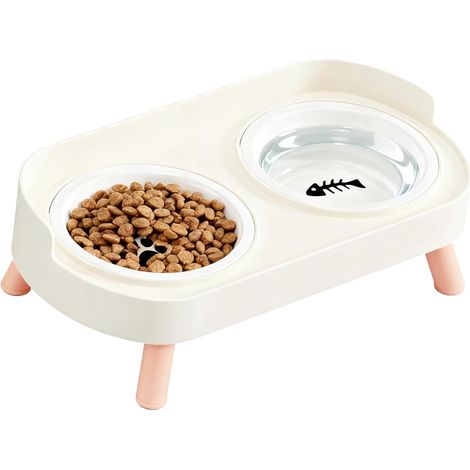 Gamelle surélevée en céramique pour chat avec support antidérapant, double gamelle surélevée pour chats et petits chiens (1/5)