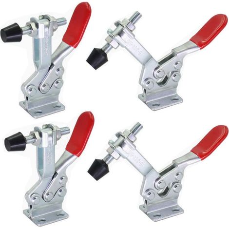GH-225-D Kniehebelspanner-Set, 4-teilig, 250 kg Tragkraft, robust, rutschfest, verstellbar, für Holzbearbeitung und Schweißen (225D) - Crezuo