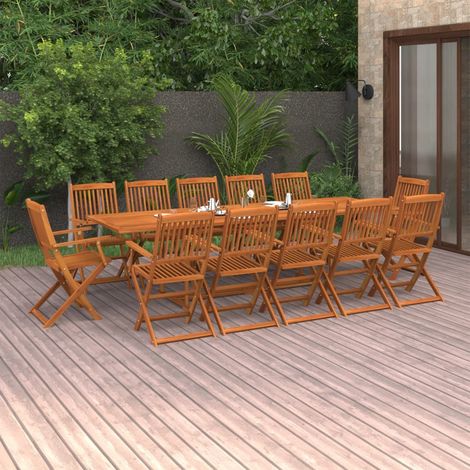 Set da Pranzo da Giardino 13 pz 280x90x75 cm Massello di Acacia vidaXL