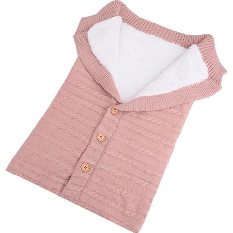 Couvertures de couchage pour bébé avec boutons, douces et épaisses en polaire tricotée, couvertures pour poussette, accessoires pour bébé (1/5)