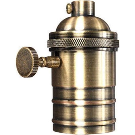 Douille d'ampoule rétro E26/E27 en cuivre antique avec interrupteur marche/arrêt à vis ES en laiton (1/5)
