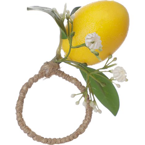 Lot de 6 anneaux à serviettes en forme de citron pour décoration de table, restaurant, maison, meuble, support de serviette. (1/5)
