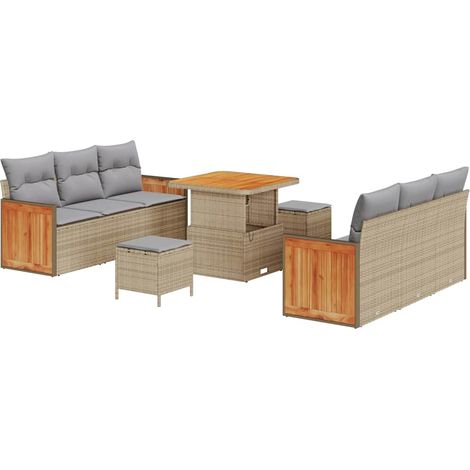 Maison Exclusive - Set Divano da Giardino 11 pcs Beige e Grigio Chiaro polyrattan
