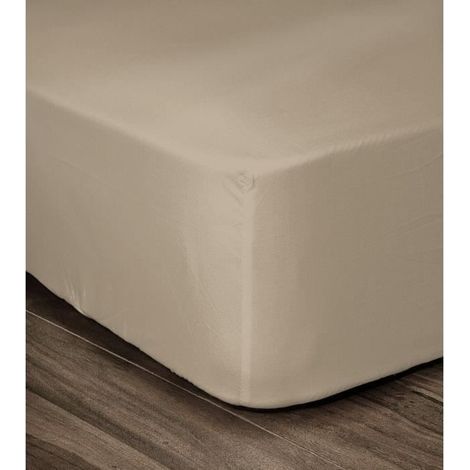 LOVELY HOME Drap Housse 100% Coton 140x190cm - Bonnet 35cm - Beige