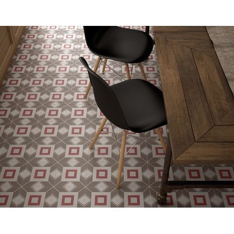 Carrelage effet carreau de ciment CAPRICE DECO COLOURS DECAL 20x20cm 20x20cm Marron Mat - Boîte de 1 m2