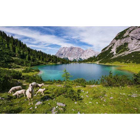 Papier peint panoramique naturel,romantique Lac du Paradis (1/4)