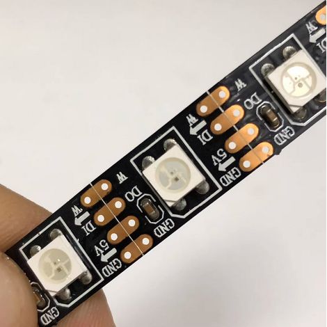 WS2811 Flexible LED Strip, 60 RGB LEDs, 5V, 10mm, Single Control Point