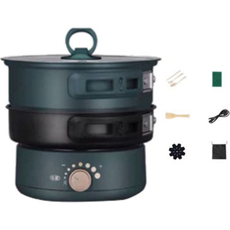 Cuiseur à fondue électrique à chauffage rapide, antiadhésif et portable, idéal pour les voyages et les séjours en résidence étudiante. (1/4)