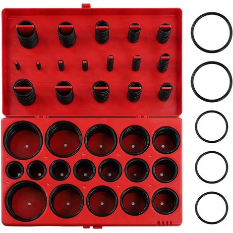 Assortiment de 419 joints toriques universels en caoutchouc nitrile de 32 tailles pour la réparation de robinetterie automobile et de plomberie. (1/5)