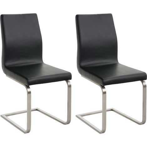 Sedie da pranzo x2 design moderno PVC nero struttura in acciaio inox 100007402