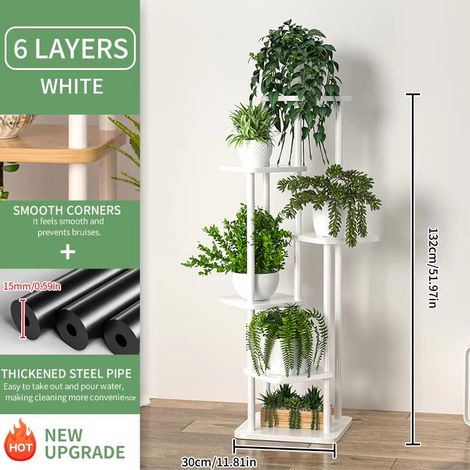 Support plante 6 niveaux – Étagère de rangement en bois – Jardinière T1 – Présentoir intérieur pour pots de fleurs multiples (1/3)