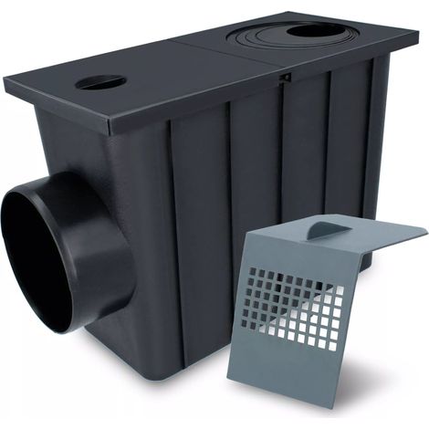 Vasca di decantazione per grondaie Pulitore per grondaie Ispezione Tombino Scarico laterale 110 nero (1/2)