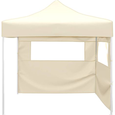 Tente de réception pliable, Pavillon, Pergola, Tente de jardin, avec 2 parois 3 x 3 m Crème OIB3520E (1/5)