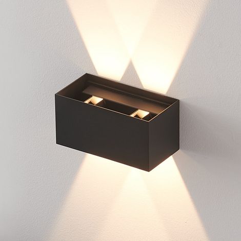 Schwarze LED dimmbare Wandleuchte mit verstellbarem Winkel Innen- und Außenbereich - Cubic
